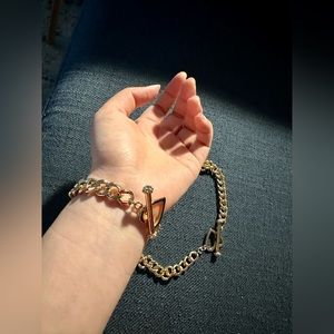 Stella & Ruby Chain Heart Necklace and Bracelet Set